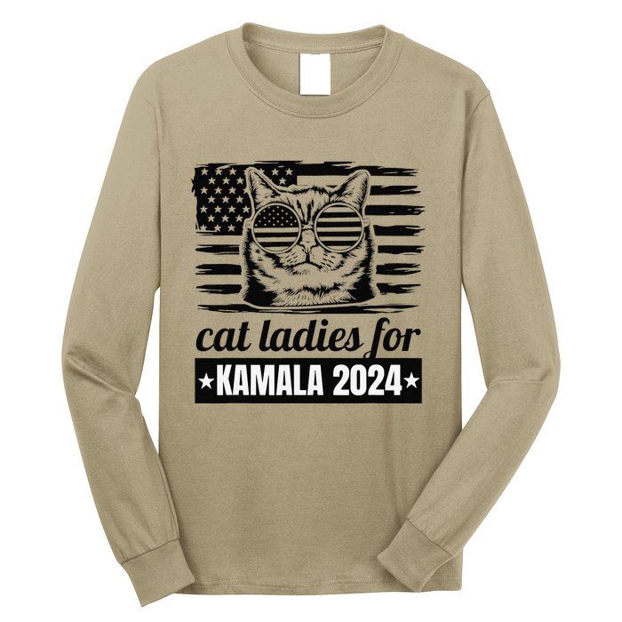 Kamala Harris 2024 Cat Lady Voting Cats Feminine Funny Long Sleeve Shirt