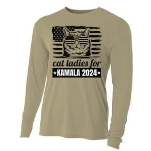 Kamala Harris 2024 Cat Lady Voting Cats Feminine Funny Cooling Performance Long Sleeve Crew