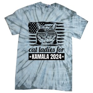 Kamala Harris 2024 Cat Lady Voting Cats Feminine Funny Tie-Dye T-Shirt