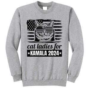 Kamala Harris 2024 Cat Lady Voting Cats Feminine Funny Tall Sweatshirt