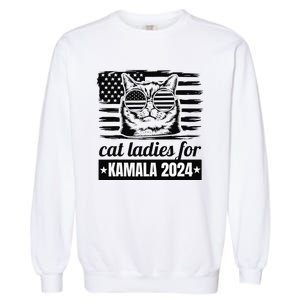 Kamala Harris 2024 Cat Lady Voting Cats Feminine Funny Garment-Dyed Sweatshirt