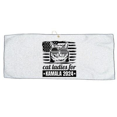 Kamala Harris 2024 Cat Lady Voting Cats Feminine Funny Large Microfiber Waffle Golf Towel