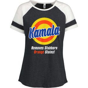 Kamala Harris 2024 Removes Stubborn Stains Funny Enza Ladies Jersey Colorblock Tee