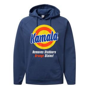 Kamala Harris 2024 Removes Stubborn Stains Funny Performance Fleece Hoodie