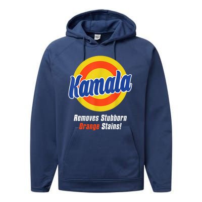 Kamala Harris 2024 Removes Stubborn Stains Funny Performance Fleece Hoodie