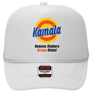 Kamala Harris 2024 Removes Stubborn Stains Funny High Crown Mesh Back Trucker Hat