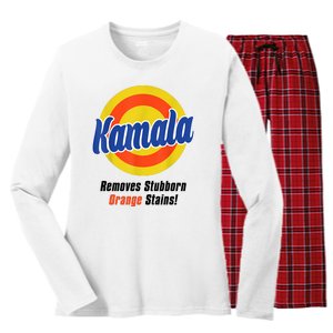 Kamala Harris 2024 Removes Stubborn Stains Funny Women's Long Sleeve Flannel Pajama Set 