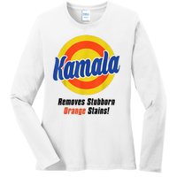 Kamala Harris 2024 Removes Stubborn Stains Funny Ladies Long Sleeve Shirt