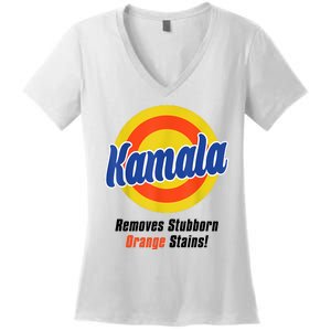 Kamala Harris 2024 Removes Stubborn Stains Funny Women's V-Neck T-Shirt