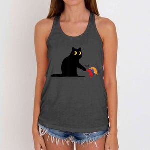 Kamala Harris 2024 Victory Black Cat Vs Elephant Trump Women's Knotted Racerback Tank