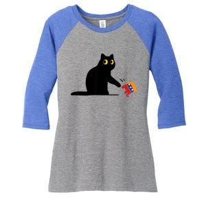 Kamala Harris 2024 Victory Black Cat Vs Elephant Trump Women's Tri-Blend 3/4-Sleeve Raglan Shirt