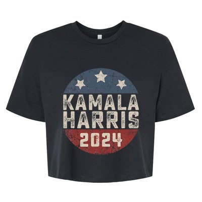 Kamala Harris 2024 For President Retro Button Election Bella+Canvas Jersey Crop Tee