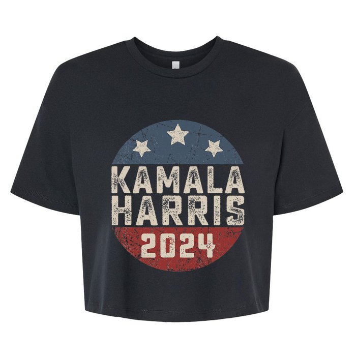 Kamala Harris 2024 For President Retro Button Election Bella+Canvas Jersey Crop Tee