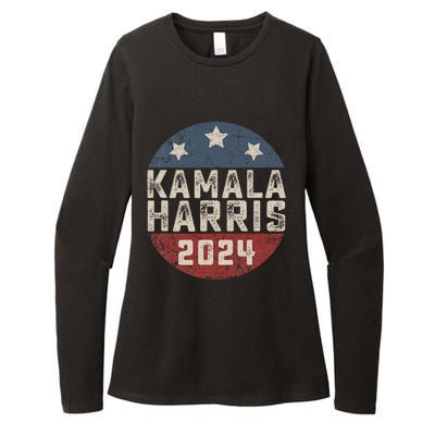 Kamala Harris 2024 For President Retro Button Election Womens CVC Long Sleeve Shirt