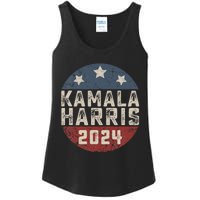 Kamala Harris 2024 For President Retro Button Election Ladies Essential Tank