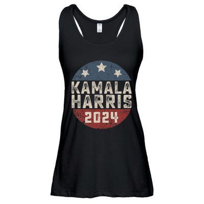 Kamala Harris 2024 For President Retro Button Election Ladies Essential Flowy Tank