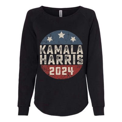 Kamala Harris 2024 For President Retro Button Election Womens California Wash Sweatshirt