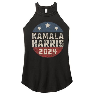 Kamala Harris 2024 For President Retro Button Election Women's Perfect Tri Rocker Tank