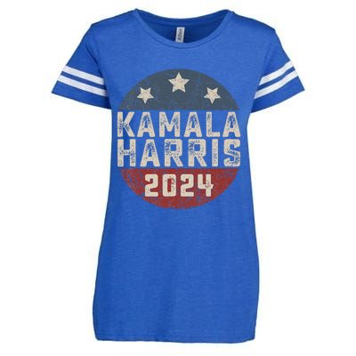 Kamala Harris 2024 For President Retro Button Election Enza Ladies Jersey Football T-Shirt