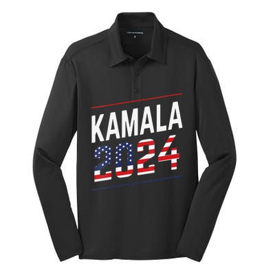 Kamala Harris 2024 President Campaign Silk Touch Performance Long Sleeve Polo