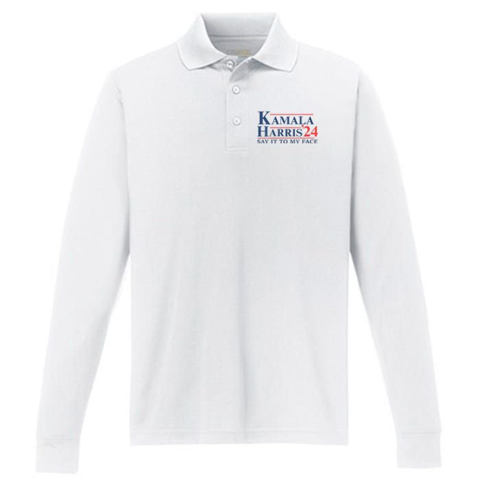 Kamala Harris 2024 Election Say It To My Face Performance Long Sleeve Polo