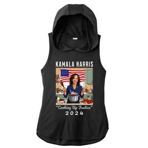 Kamala Harris 2024 Cooking Up Justice Fun Political Ladies PosiCharge Tri-Blend Wicking Draft Hoodie Tank