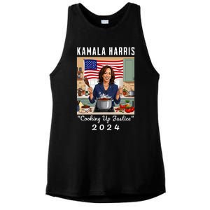 Kamala Harris 2024 Cooking Up Justice Fun Political Ladies PosiCharge Tri-Blend Wicking Tank