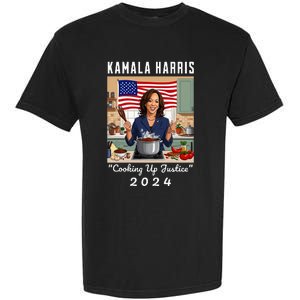 Kamala Harris 2024 Cooking Up Justice Fun Political Garment-Dyed Heavyweight T-Shirt