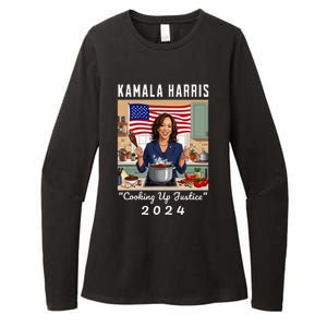 Kamala Harris 2024 Cooking Up Justice Fun Political Womens CVC Long Sleeve Shirt