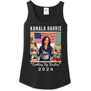 Kamala Harris 2024 Cooking Up Justice Fun Political Ladies Essential Tank