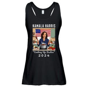 Kamala Harris 2024 Cooking Up Justice Fun Political Ladies Essential Flowy Tank