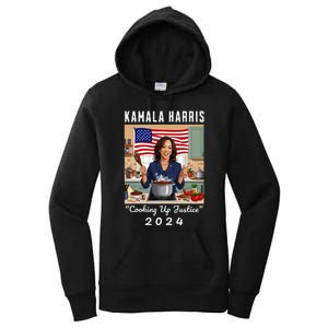 Kamala Harris 2024 Cooking Up Justice Fun Political Women's Pullover Hoodie