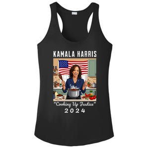 Kamala Harris 2024 Cooking Up Justice Fun Political Ladies PosiCharge Competitor Racerback Tank