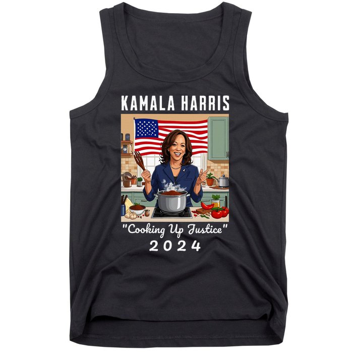 Kamala Harris 2024 Cooking Up Justice Fun Political Tank Top