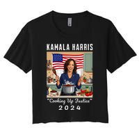 Kamala Harris 2024 Cooking Up Justice Fun Political Women's Crop Top Tee