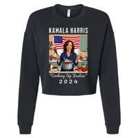 Kamala Harris 2024 Cooking Up Justice Fun Political Cropped Pullover Crew