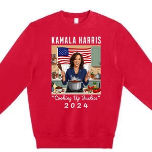 Kamala Harris 2024 Cooking Up Justice Fun Political Premium Crewneck Sweatshirt