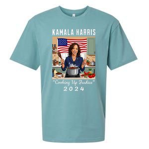 Kamala Harris 2024 Cooking Up Justice Fun Political Sueded Cloud Jersey T-Shirt