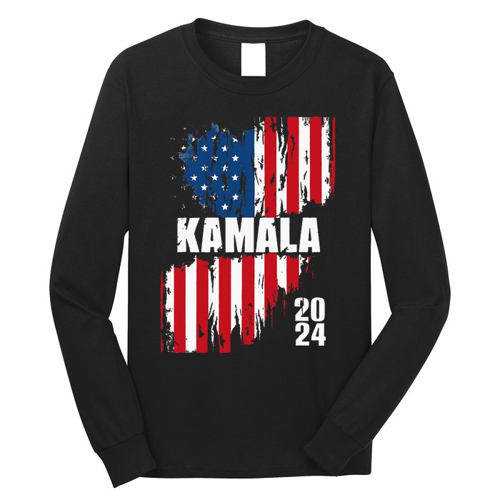 Kamala Harris 2024 For President Campaign Us Flag Vintage Long Sleeve Shirt