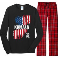 Kamala Harris 2024 For President Campaign Us Flag Vintage Long Sleeve Pajama Set