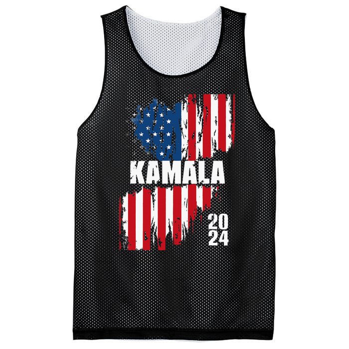 Kamala Harris 2024 For President Campaign Us Flag Vintage Mesh Reversible Basketball Jersey Tank