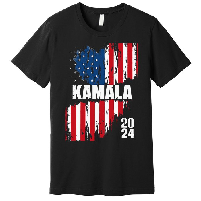 Kamala Harris 2024 For President Campaign Us Flag Vintage Premium T-Shirt