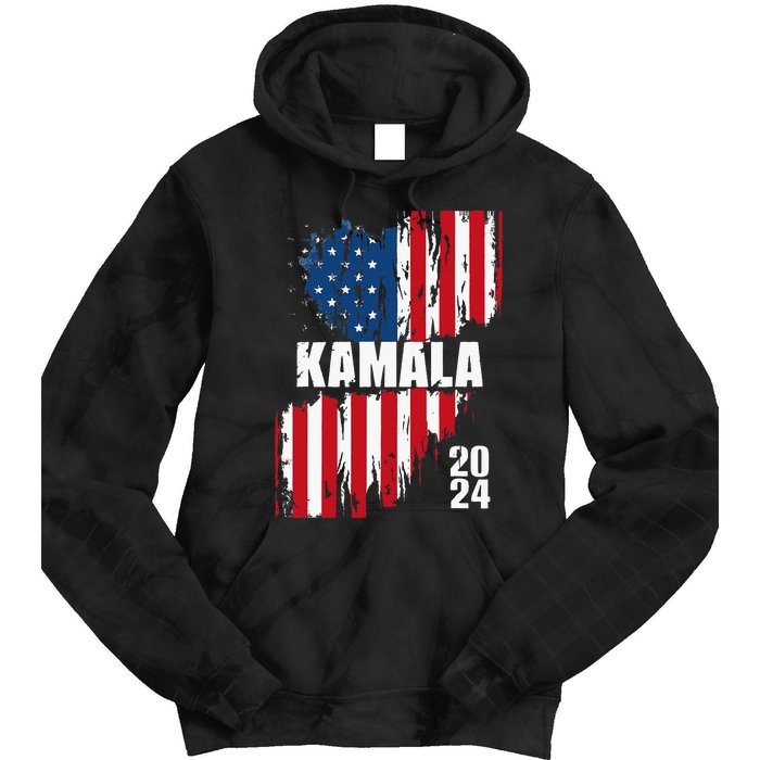 Kamala Harris 2024 For President Campaign Us Flag Vintage Tie Dye Hoodie