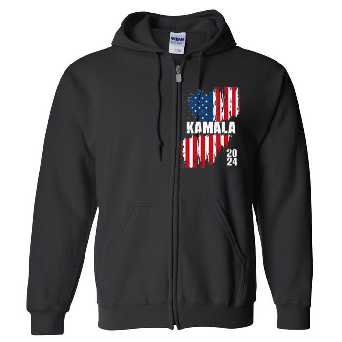 Kamala Harris 2024 For President Campaign Us Flag Vintage Full Zip Hoodie