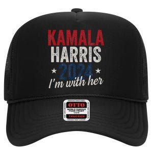 Kamala Harris 2024 Support IM With Her Kamala Harris 2024 High Crown Mesh Back Trucker Hat