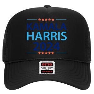 Kamala Harris 2024 Support Graphic High Crown Mesh Back Trucker Hat