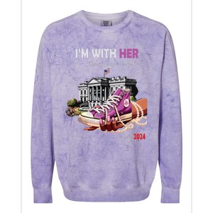 Kamala Harris 2024 IM With Her Rocking Chucks & Pearls Colorblast Crewneck Sweatshirt