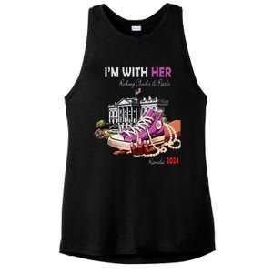 Kamala Harris 2024 IM With Her Rocking Chucks & Pearls Ladies PosiCharge Tri-Blend Wicking Tank