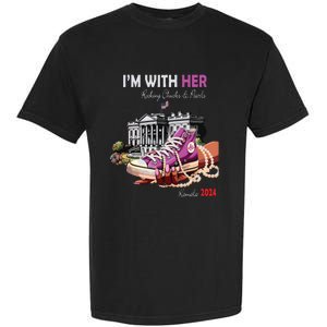 Kamala Harris 2024 IM With Her Rocking Chucks & Pearls Garment-Dyed Heavyweight T-Shirt