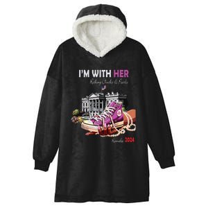 Kamala Harris 2024 IM With Her Rocking Chucks & Pearls Hooded Wearable Blanket